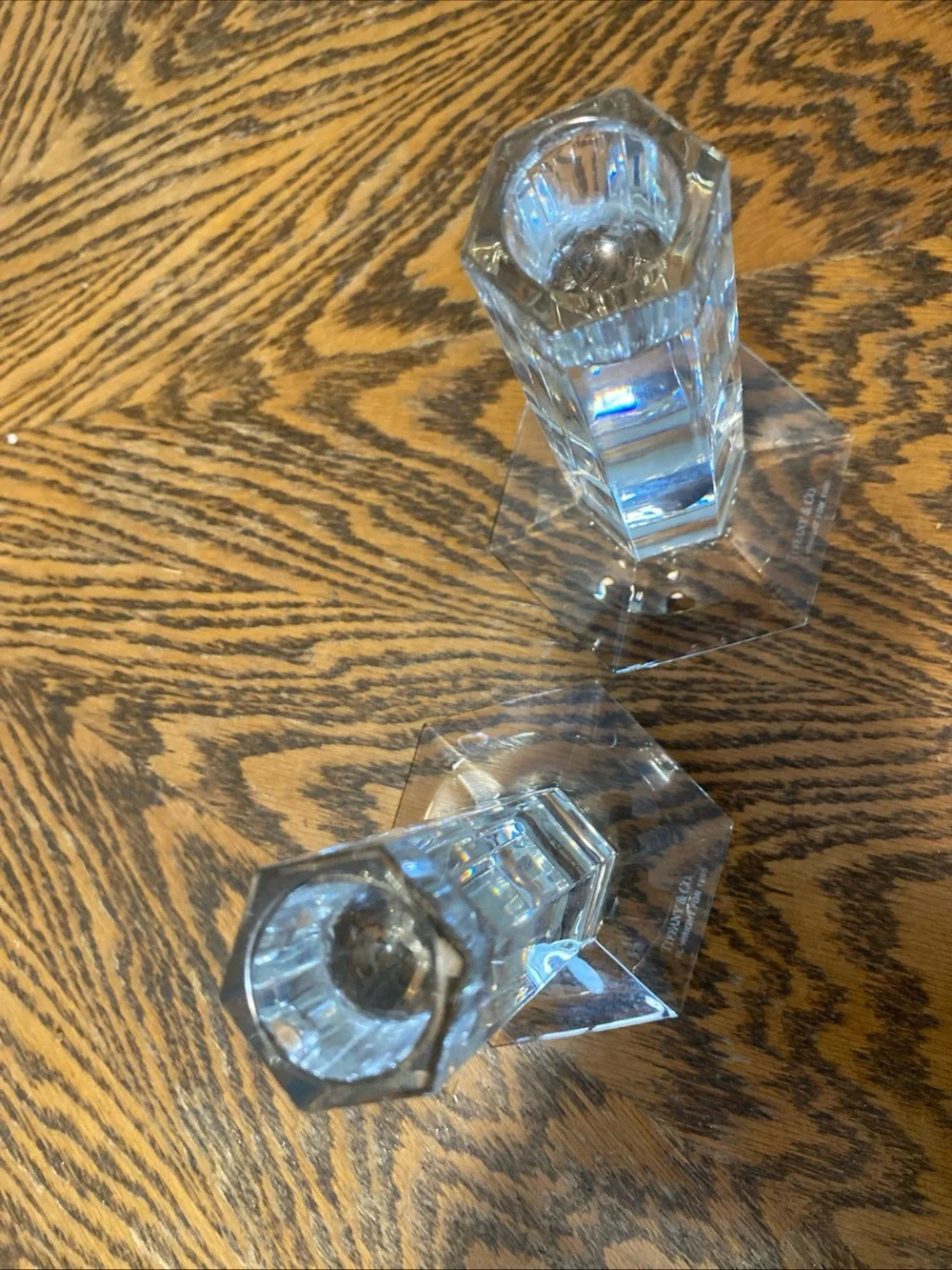 Tiffany & Co. Frank Lloyd Wright Crystal Candlestick 6 inch Set of 2